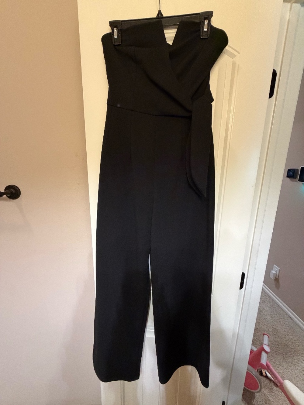 Strapless Black Jumpsuit with Tie Detail